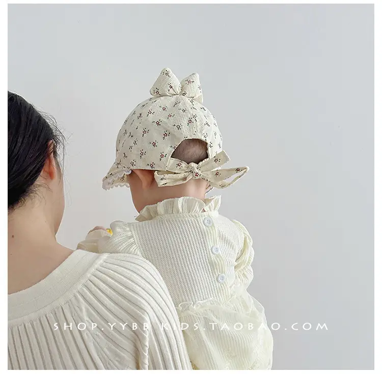Baby Girl's Creamy Sunshade Hat with Moon Design — feature 5