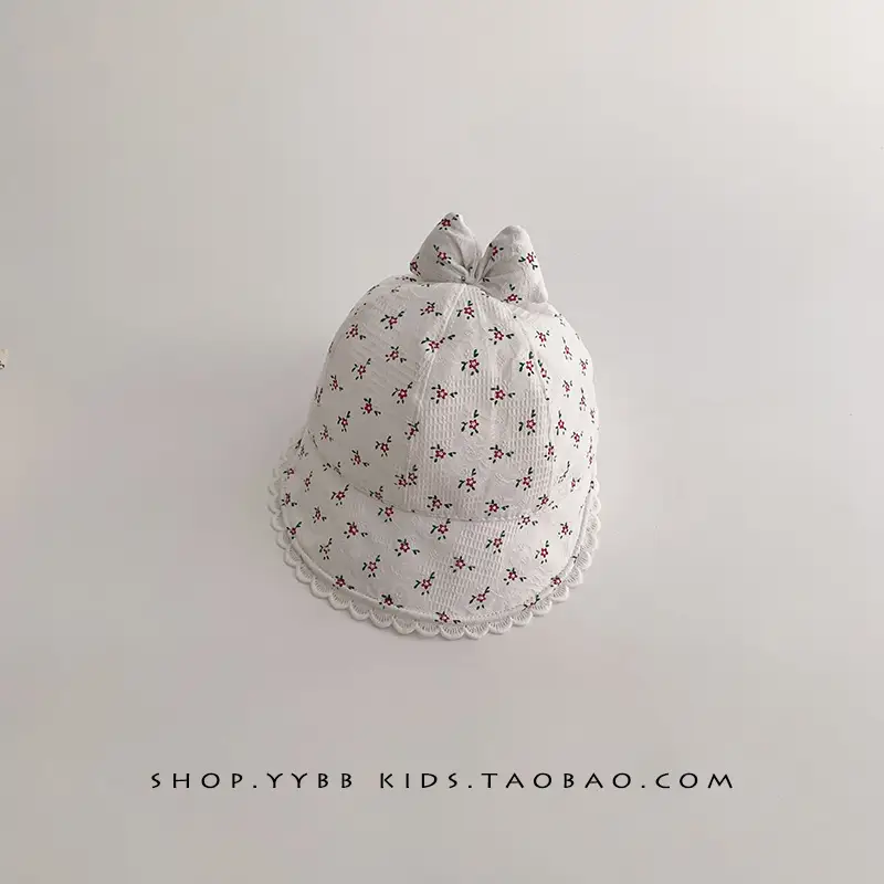 Baby Girl's Creamy Sunshade Hat with Moon Design