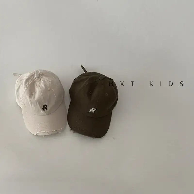 Children's Cap Sunshade with Letter Embroidery Black Brown White - Image 10