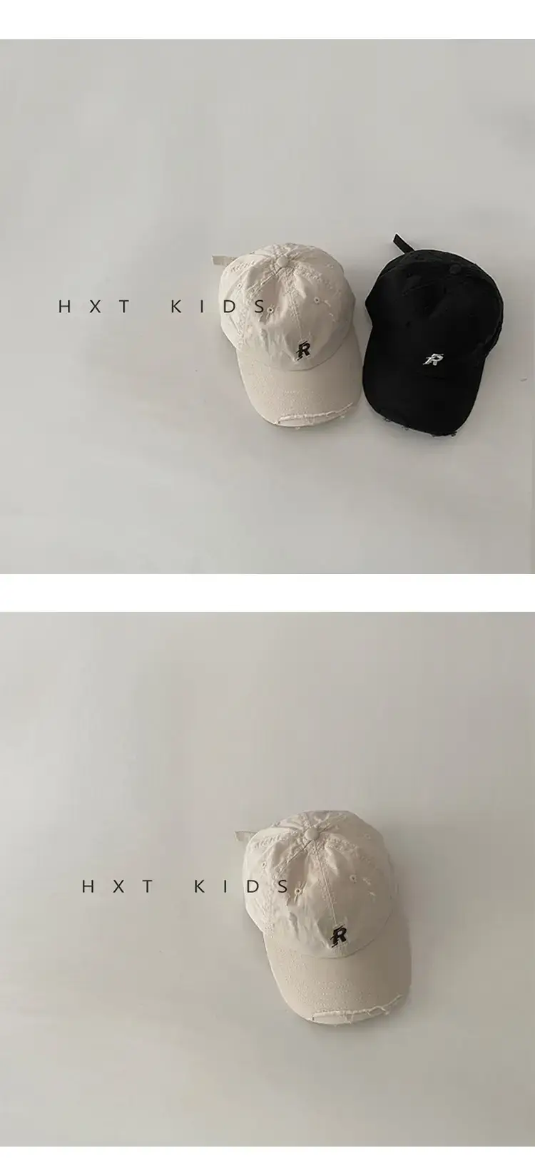 Children's Cap Sunshade with Letter Embroidery Black Brown White — feature 6