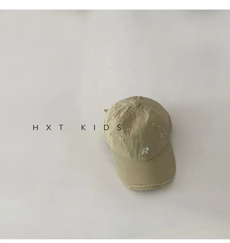 Children's Cap Sunshade with Letter Embroidery Black Brown White — feature 9