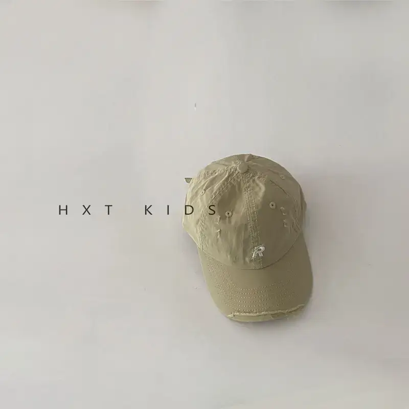 Children's Cap Sunshade with Letter Embroidery Black Brown White - Image 6
