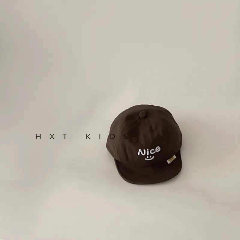 Baby Cap Beige Smiley Spring Autumn Sunshade Hat - Image 3