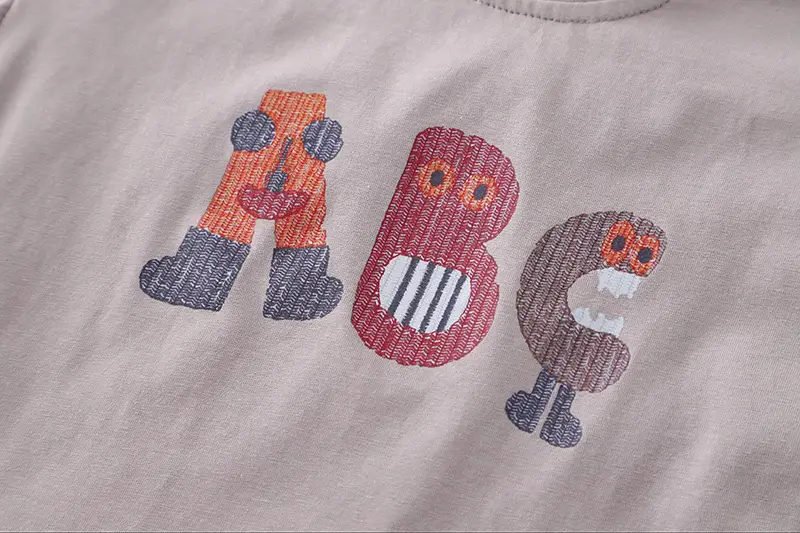Kids Printed Cotton T-shirt & Pants Set Light Purple Brown — feature 9
