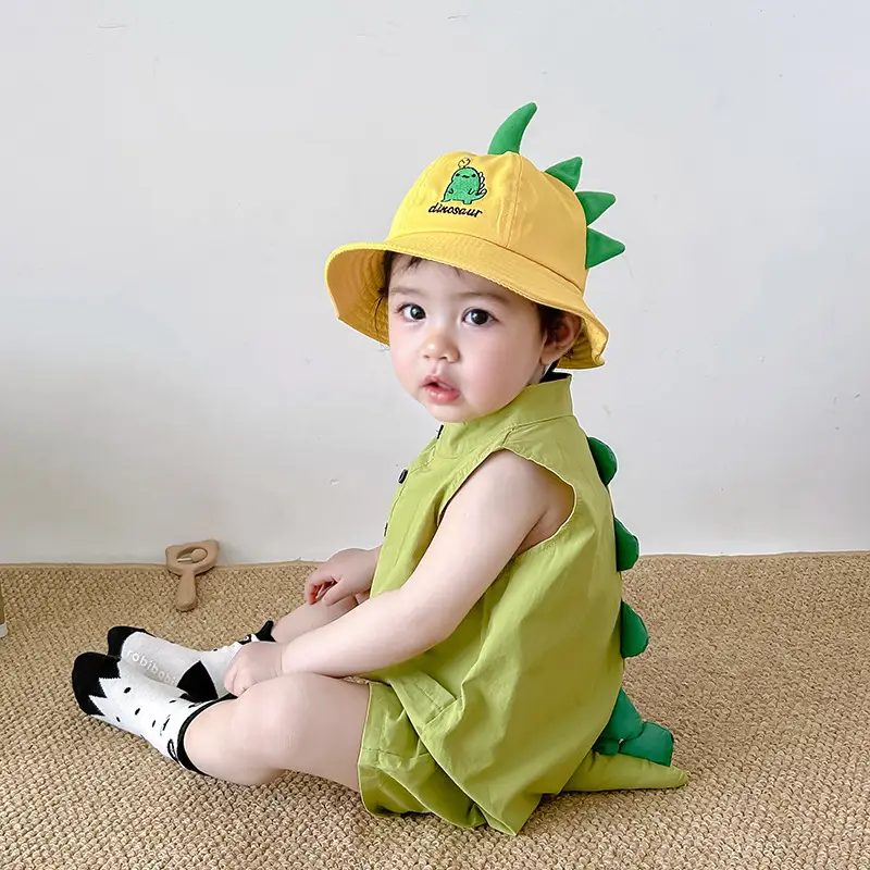 Baby's Harper Boys' Dinosaur Sleeveless Suit Summer Super Cute Thin Cute Climbing Suit for Baby Girls