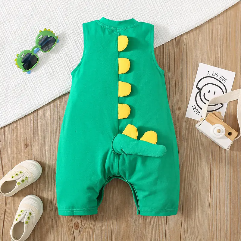 Baby's Harper Boys' Dinosaur Sleeveless Suit Summer Super Cute Thin Cute Climbing Suit for Baby Girls