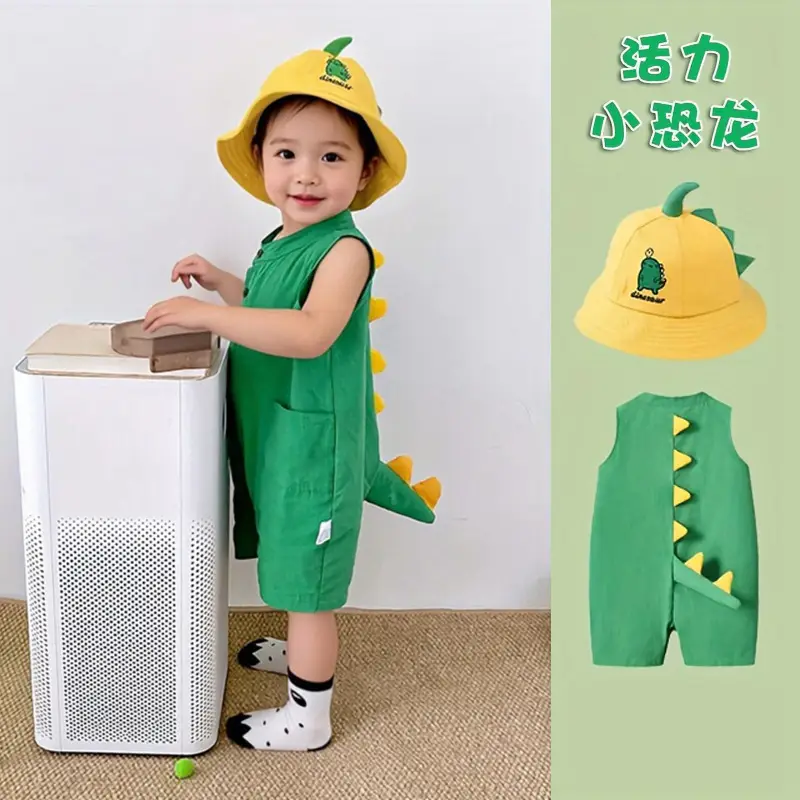 Baby's Harper Boys' Dinosaur Sleeveless Suit Summer Super Cute Thin Cute Climbing Suit for Baby Girls