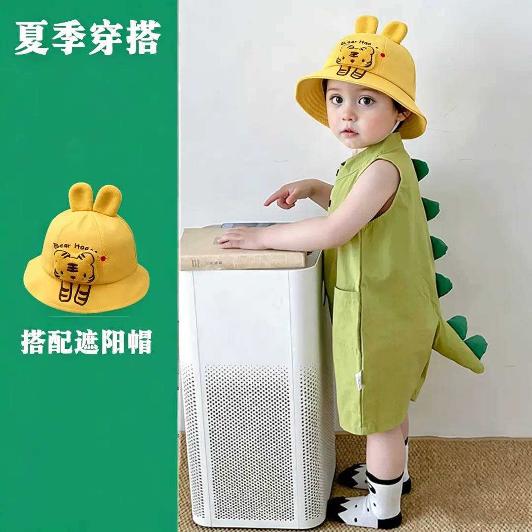 Baby's Harper Boys' Dinosaur Sleeveless Suit Summer Super Cute Thin Cute Climbing Suit for Baby Girls