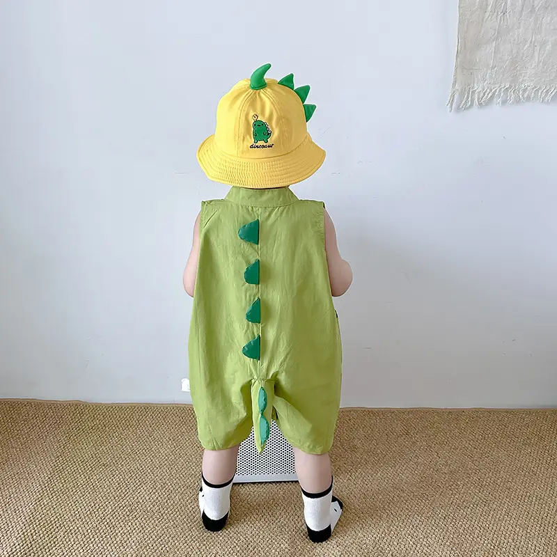 Baby's Harper Boys' Dinosaur Sleeveless Suit Summer Super Cute Thin Cute Climbing Suit for Baby Girls