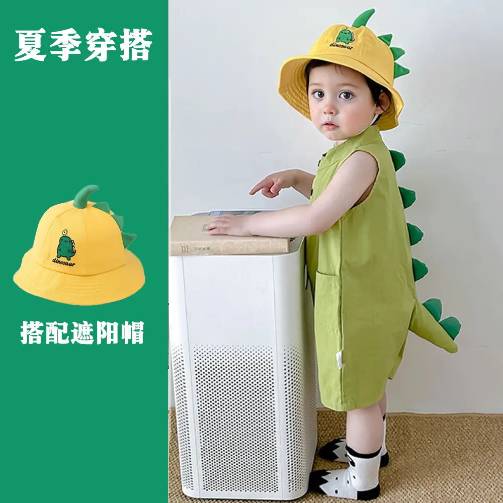 Baby's Harper Boys' Dinosaur Sleeveless Suit Summer Super Cute Thin Cute Climbing Suit for Baby Girls