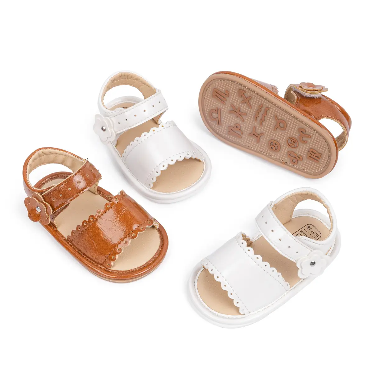 White Flower Velcro Baby Sandals for Toddlers — feature 13