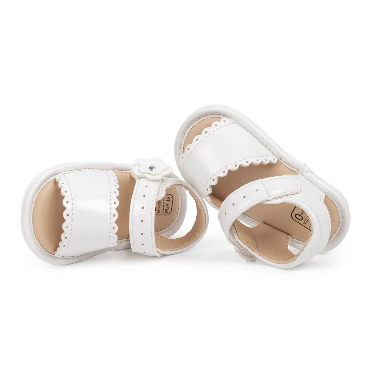 White Flower Velcro Baby Sandals for Toddlers — feature 14