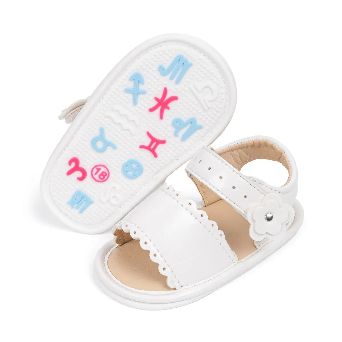 White Flower Velcro Baby Sandals for Toddlers — feature 16
