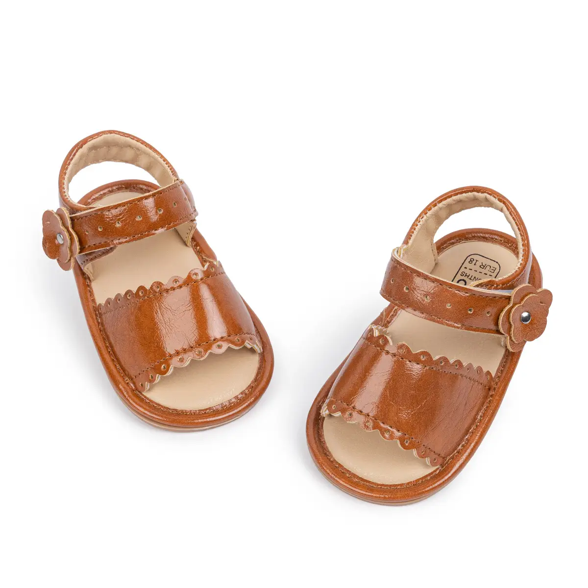 White Flower Velcro Baby Sandals for Toddlers