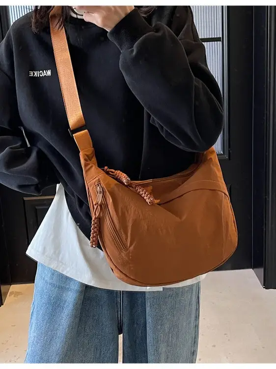 Brown Crossbody Bag for Women Large Capacity Japanese Style - Image 7