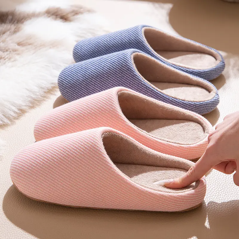 Japanese style mute slippers home indoor autumn and winter soft bottom silent four seasons cotton slippers lovers cotton shoes non-slip comfortable spring - Image 5