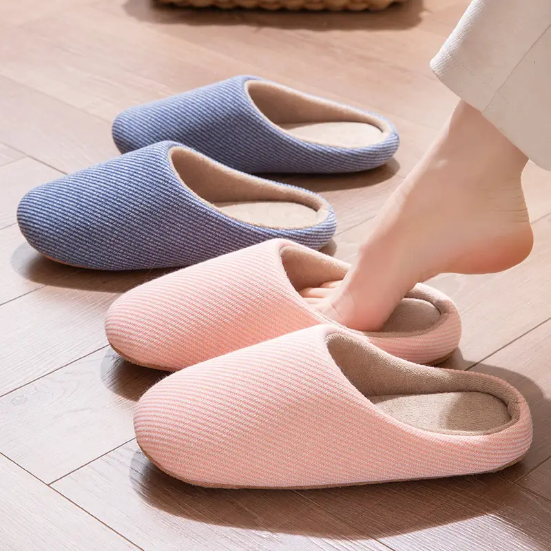 Japanese style mute slippers home indoor autumn and winter soft bottom silent four seasons cotton slippers lovers cotton shoes non-slip comfortable spring - Image 7