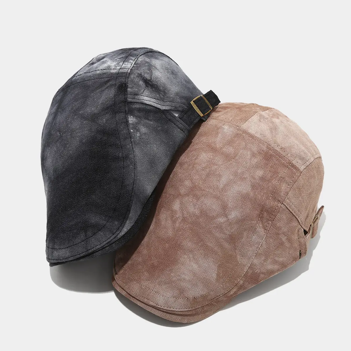 British Vintage Tie-Dye Forward Cap Women Men Casual Sunscreen Beret