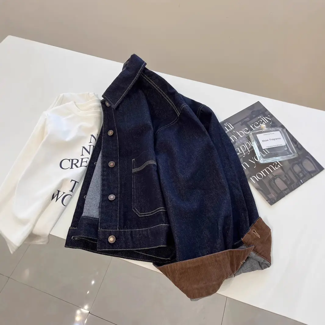 Women Denim Jacket Navy Blue 2024 Autumn Loose Fit