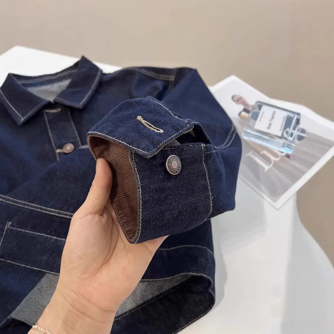 Women Denim Jacket Navy Blue 2024 Autumn Loose Fit