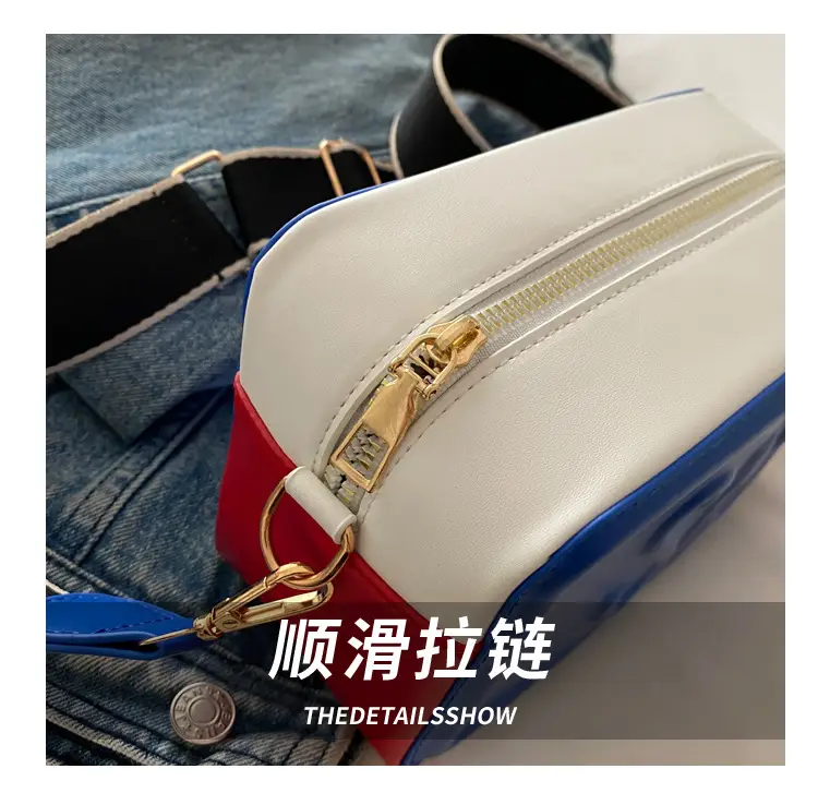 SM Letter Wide Shoulder Crossbody Bag Red White — feature 6