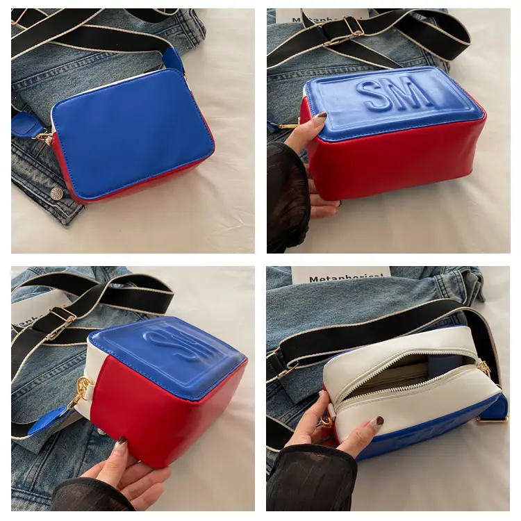 SM Letter Wide Shoulder Crossbody Bag Red White — feature 8