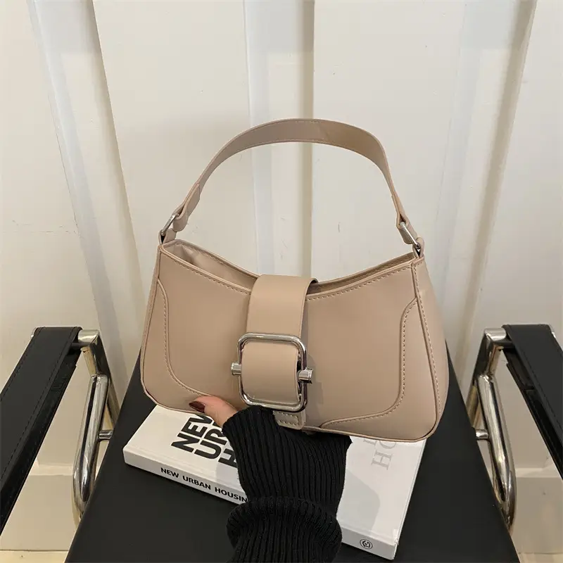 White Vintage Belt Buckle Bag for Women 2025 - Image 9