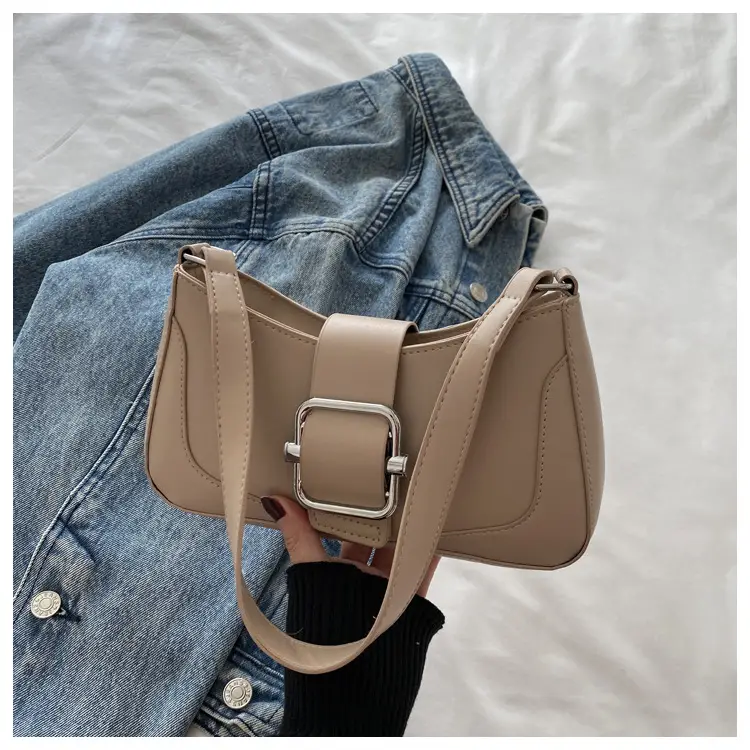 White Vintage Belt Buckle Bag for Women 2025 - Image 3