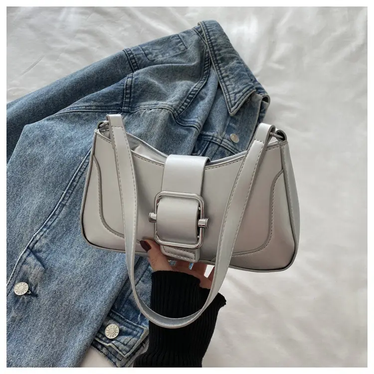 White Vintage Belt Buckle Bag for Women 2025 - Image 5