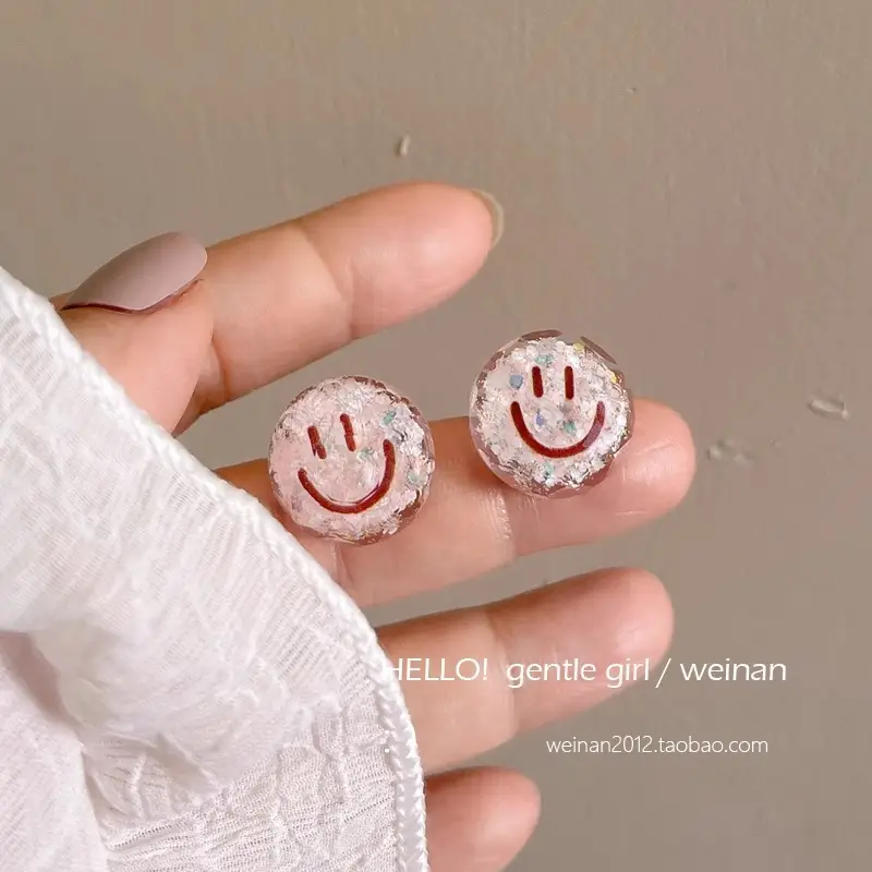 925 Silver Smiley Stud Earrings for Girls - Image 4