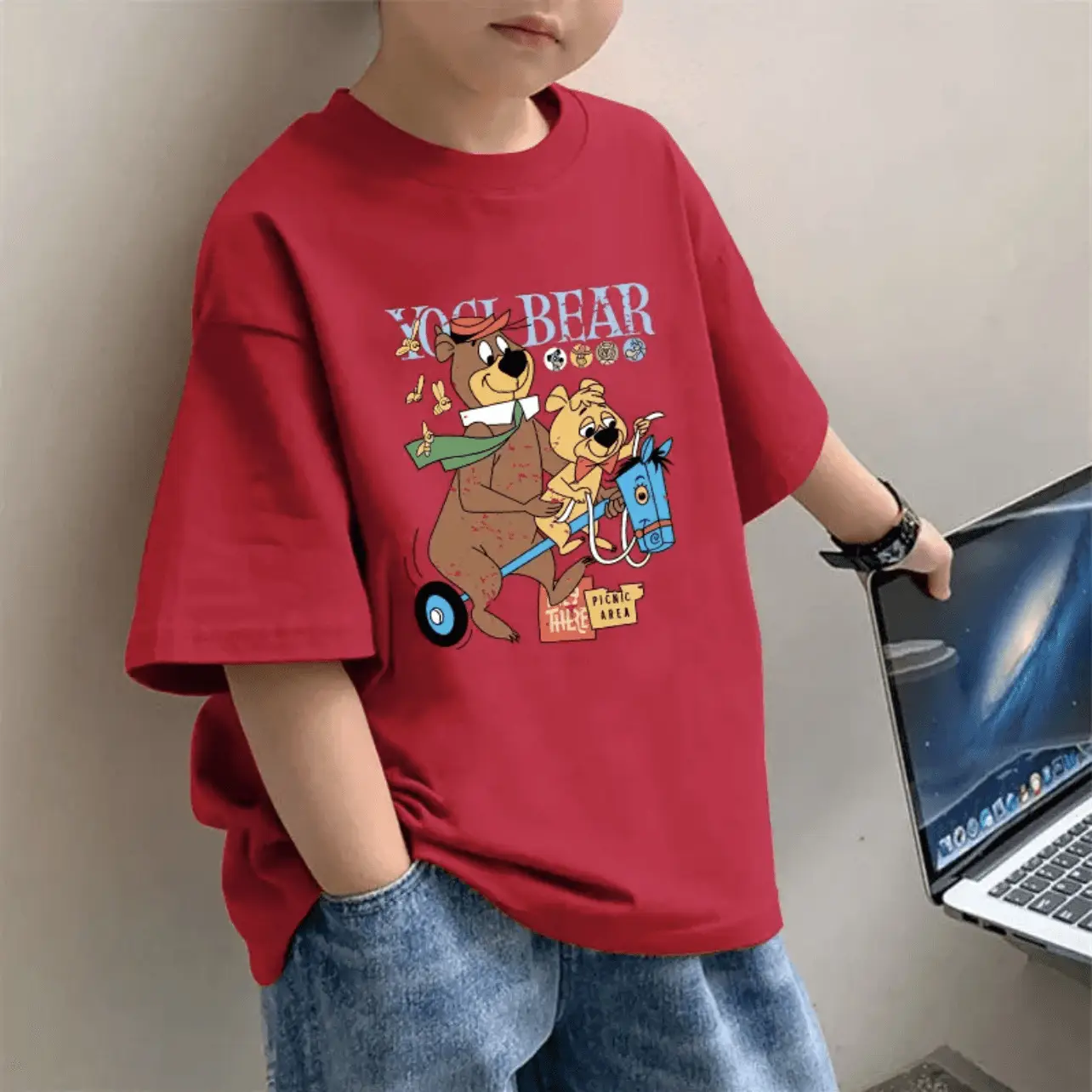 Children's Red Topmind Graphic T-Shirt Summer Wear