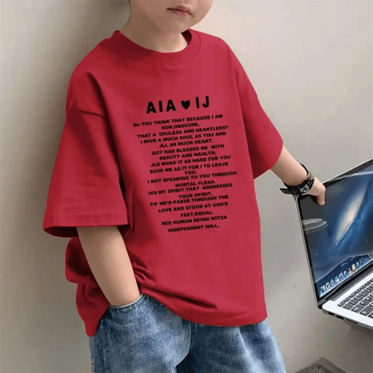 Children's Red Topmind Graphic T-Shirt Summer Wear
