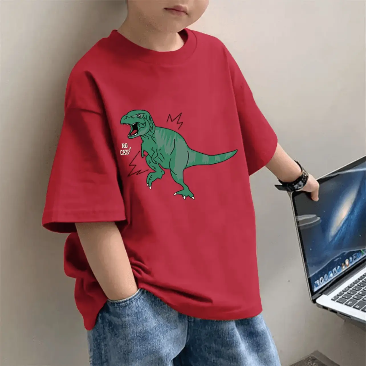 Children's Red Topmind Graphic T-Shirt Summer Wear