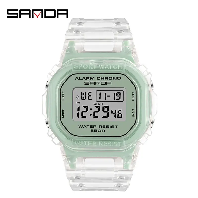 Sanda Gold Digital Alarm Watch for Men Women Waterproof Sports Wear