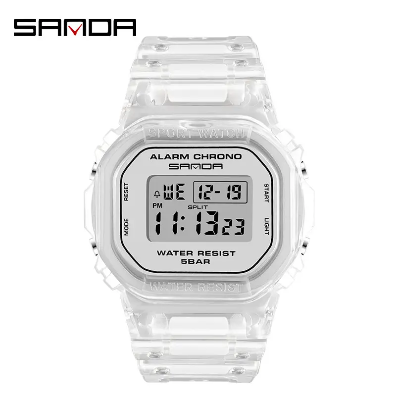 Sanda Gold Digital Alarm Watch for Men Women Waterproof Sports Wear