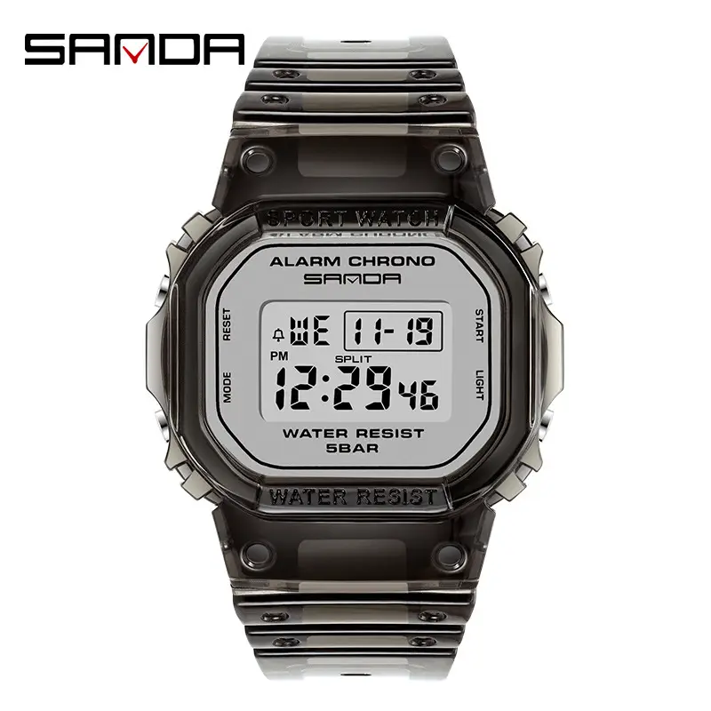 Sanda Gold Digital Alarm Watch for Men Women Waterproof Sports Wear