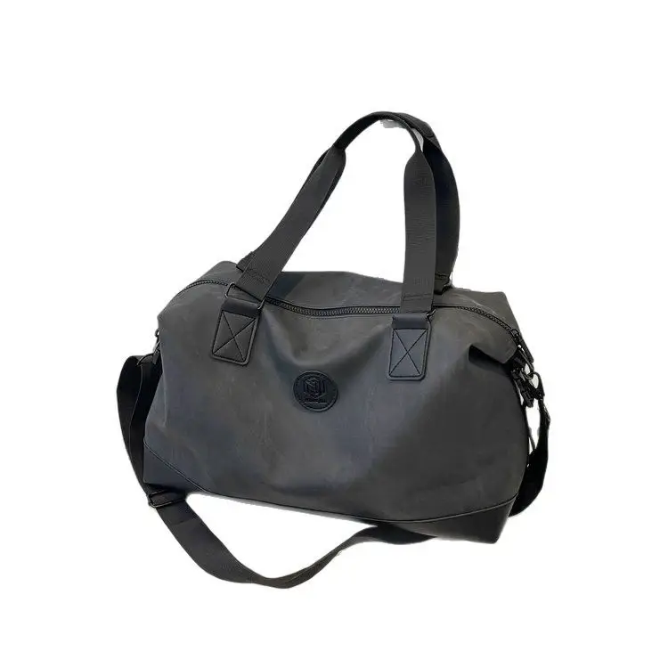 Trendy White Logo Print Travel Bag with Dry Wet Separation
