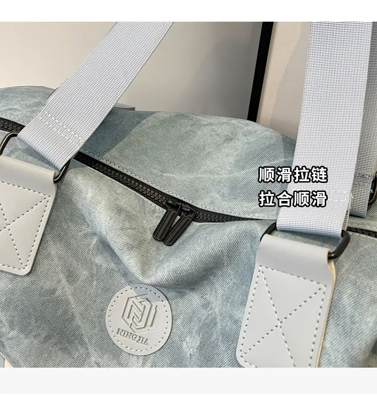 Trendy White Logo Print Travel Bag with Dry Wet Separation — feature 21