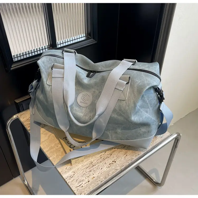 Trendy White Logo Print Travel Bag with Dry Wet Separation — feature 26