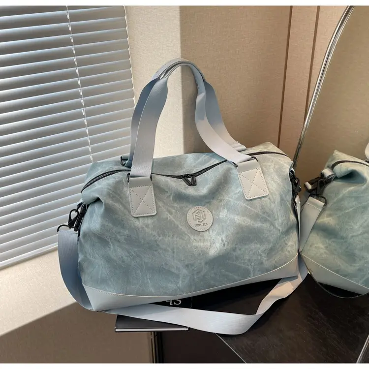 Trendy White Logo Print Travel Bag with Dry Wet Separation — feature 27