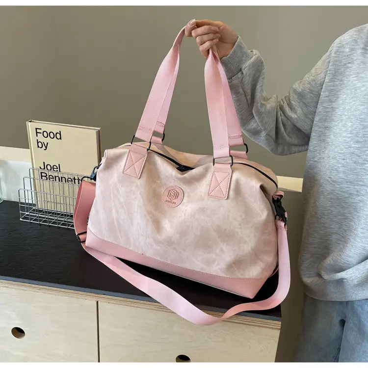 Trendy White Logo Print Travel Bag with Dry Wet Separation — feature 3