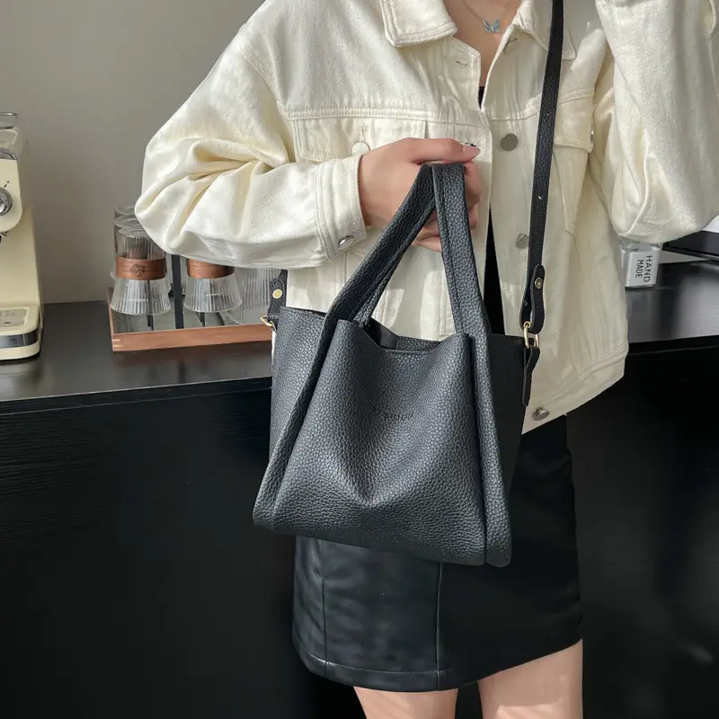 Women's Tan Litchi Pattern Shoulder Bag 2025 - Image 6
