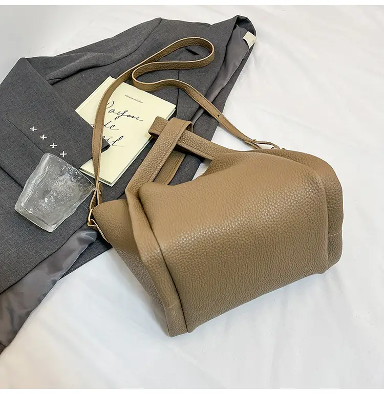 Women's Tan Litchi Pattern Shoulder Bag 2025 — feature 11