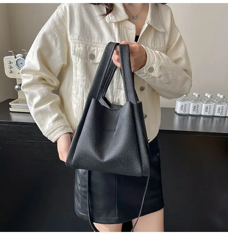 Women's Tan Litchi Pattern Shoulder Bag 2025 — feature 17