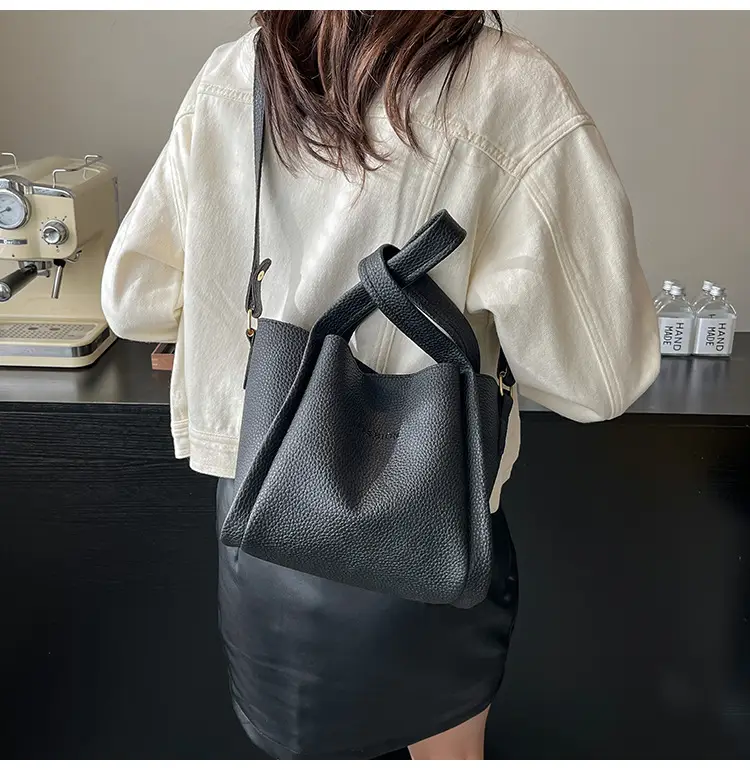 Women's Tan Litchi Pattern Shoulder Bag 2025 — feature 18
