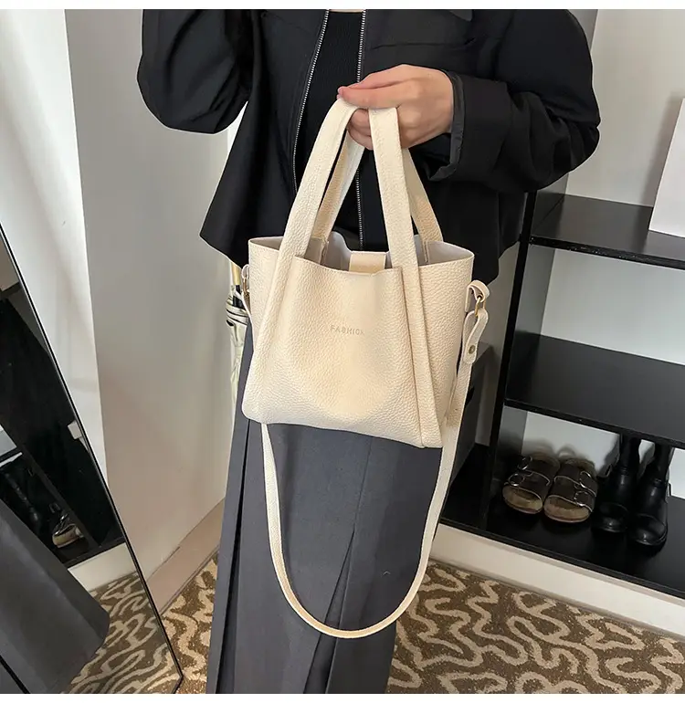 Women's Tan Litchi Pattern Shoulder Bag 2025 — feature 19