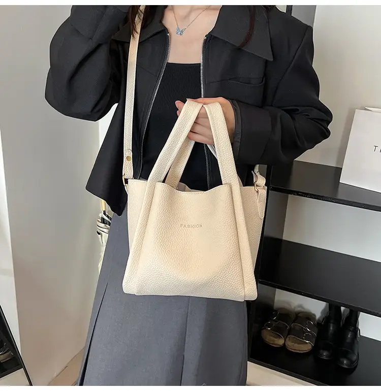 Women's Tan Litchi Pattern Shoulder Bag 2025 — feature 20