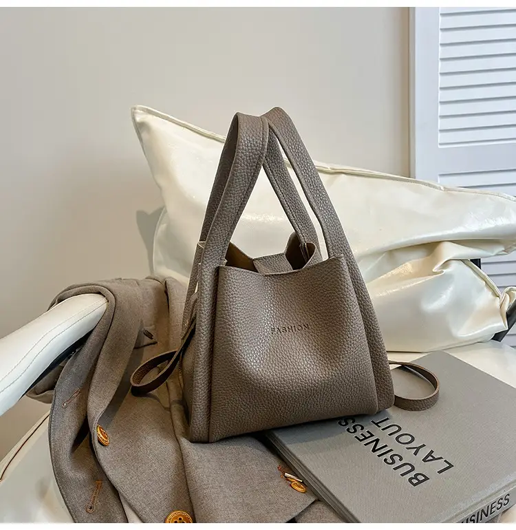 Women's Tan Litchi Pattern Shoulder Bag 2025 — feature 25