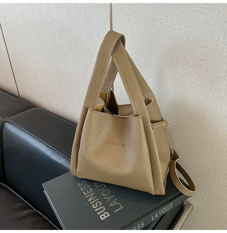 Women's Tan Litchi Pattern Shoulder Bag 2025 — feature 26