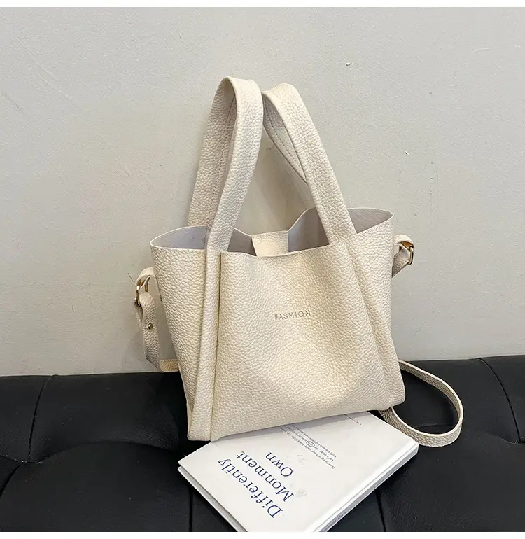 Women's Tan Litchi Pattern Shoulder Bag 2025 - Image 2